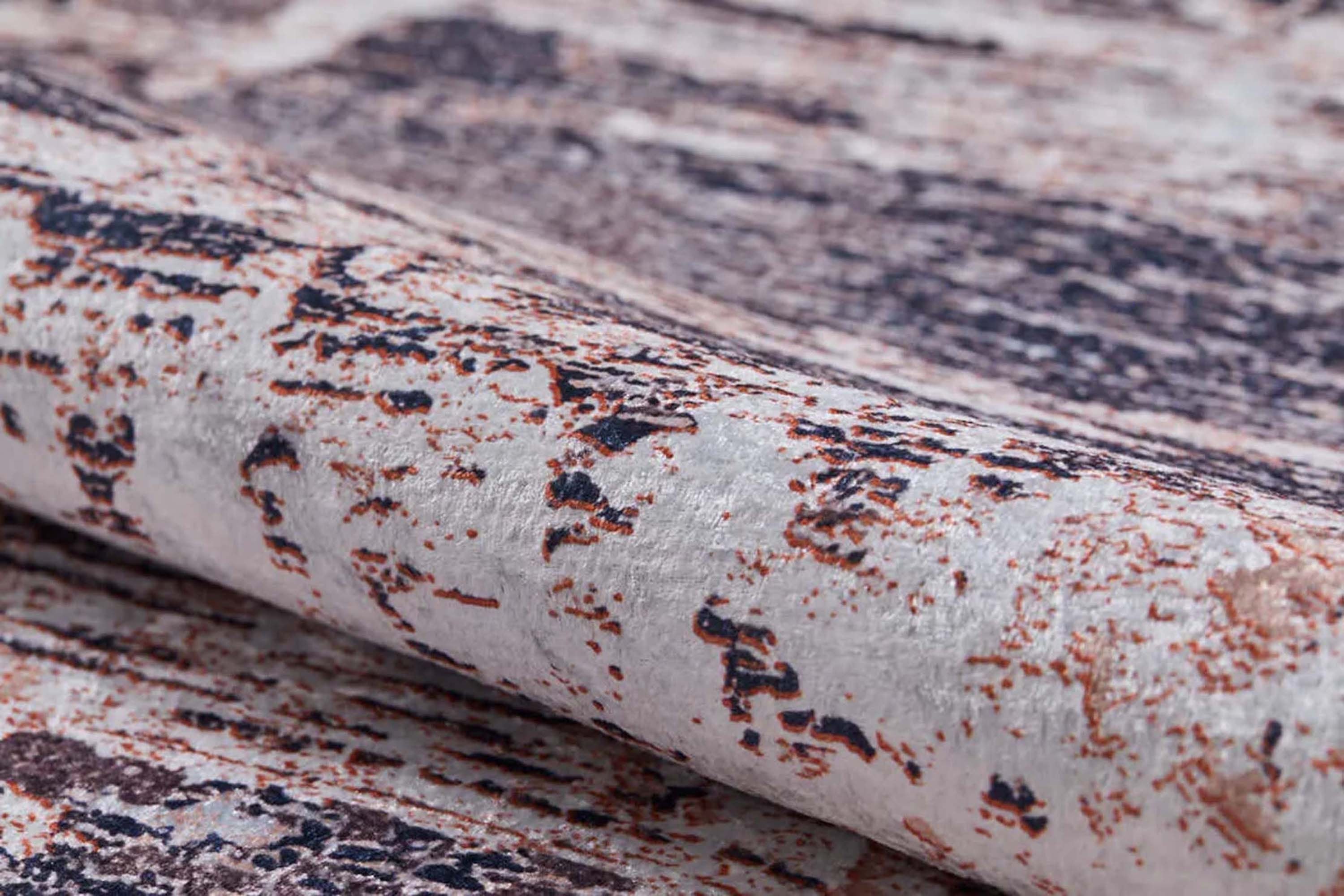 Yara Turkish Distressed Abstract Blush Pink &amp; Green Rug