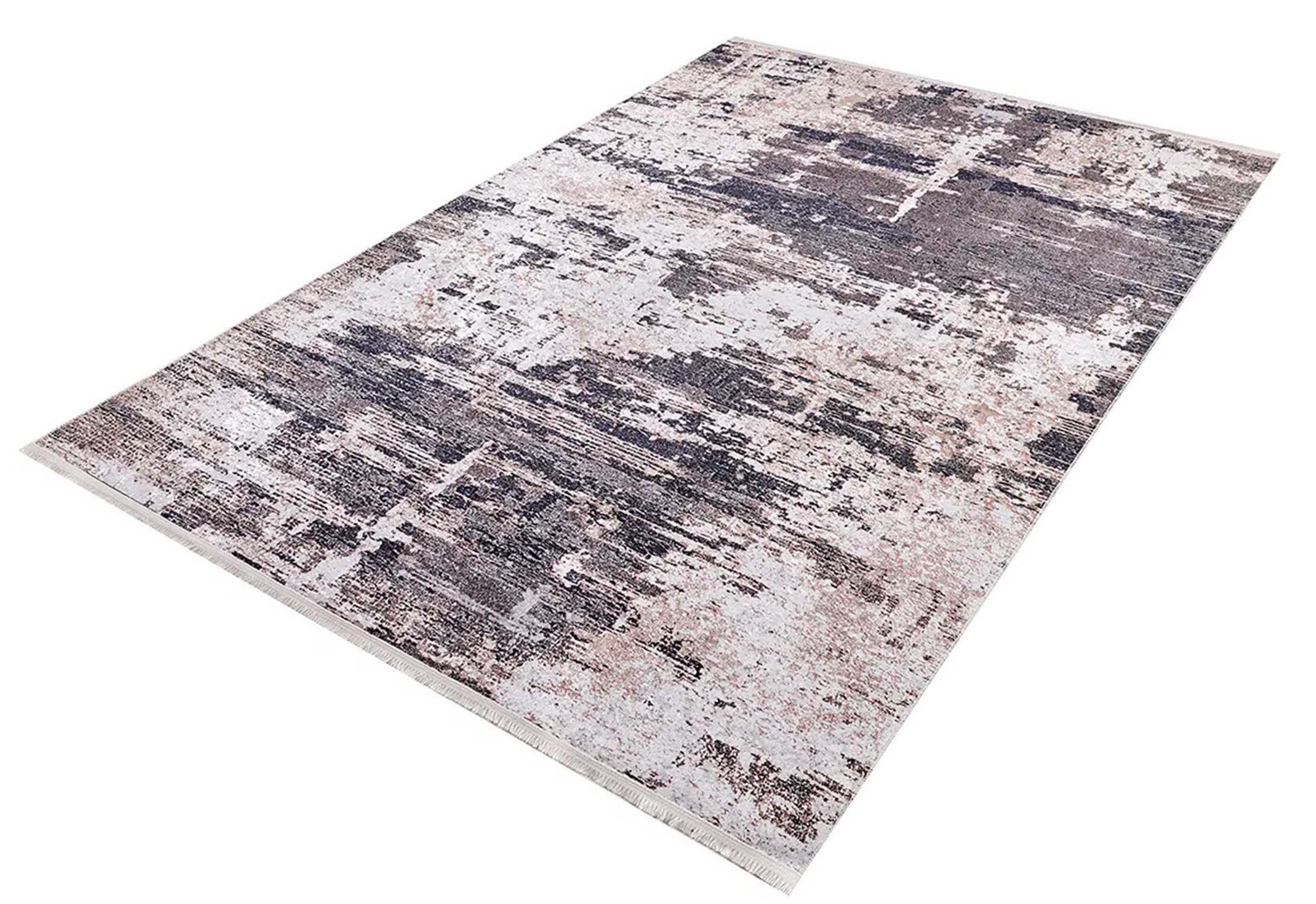 Yara Turkish Distressed Abstract Blush Pink &amp; Green Rug