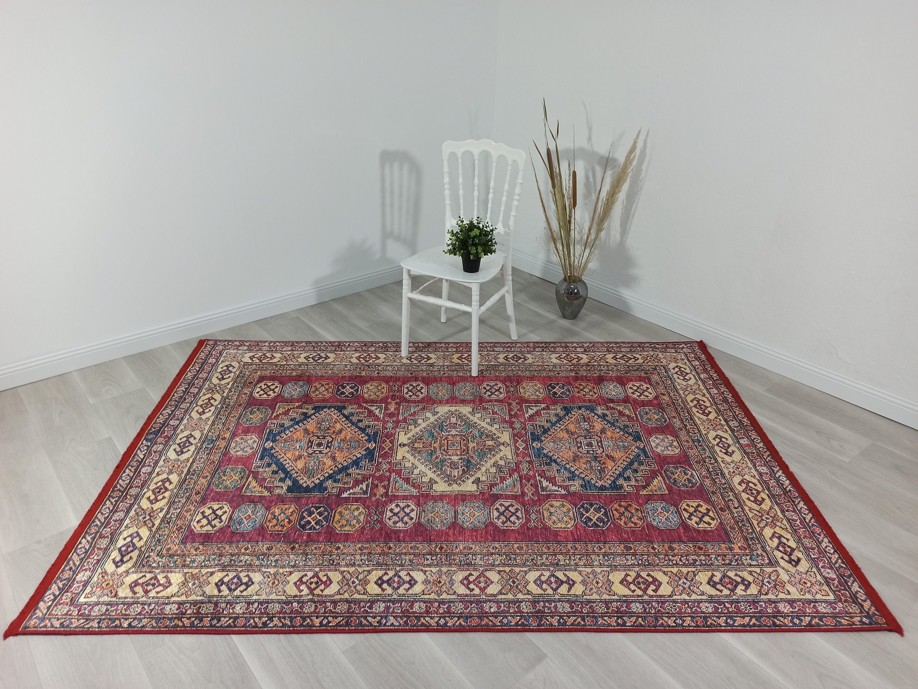 Yaren Turkish Dark Red Burgundy Rug