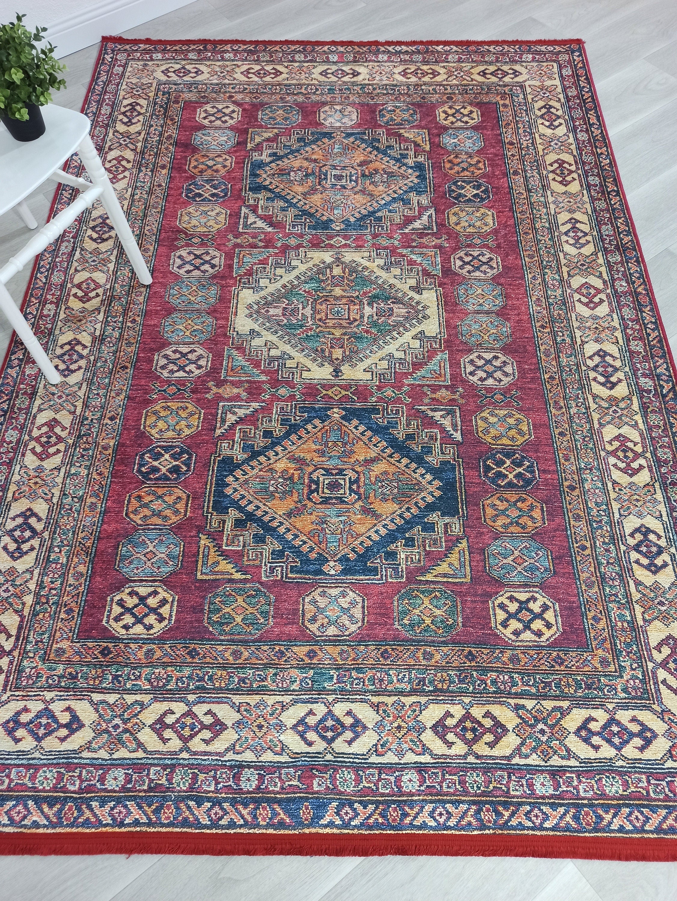 Yaren Turkish Dark Red Burgundy Rug