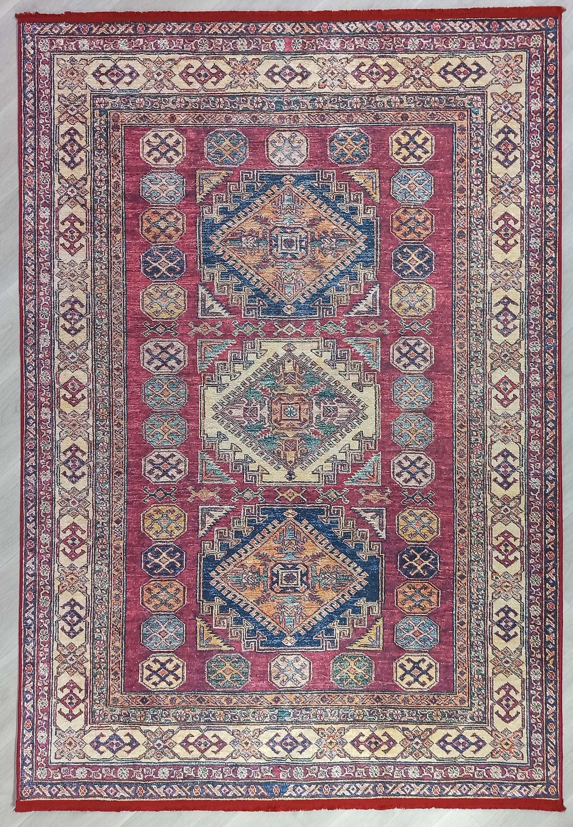Yaren Turkish Dark Red Burgundy Rug