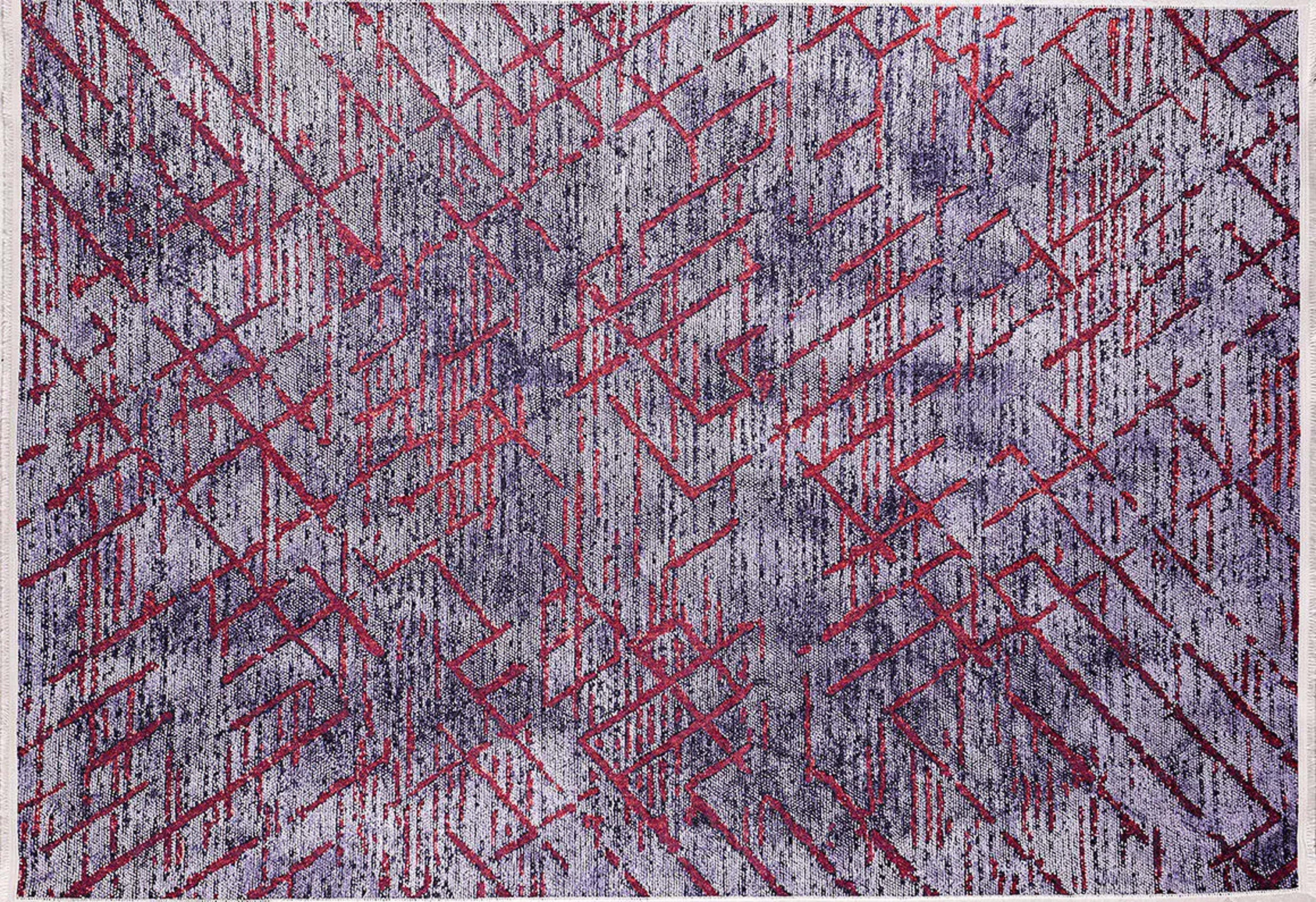 Yaz Distressed Navy Blue Red Rug