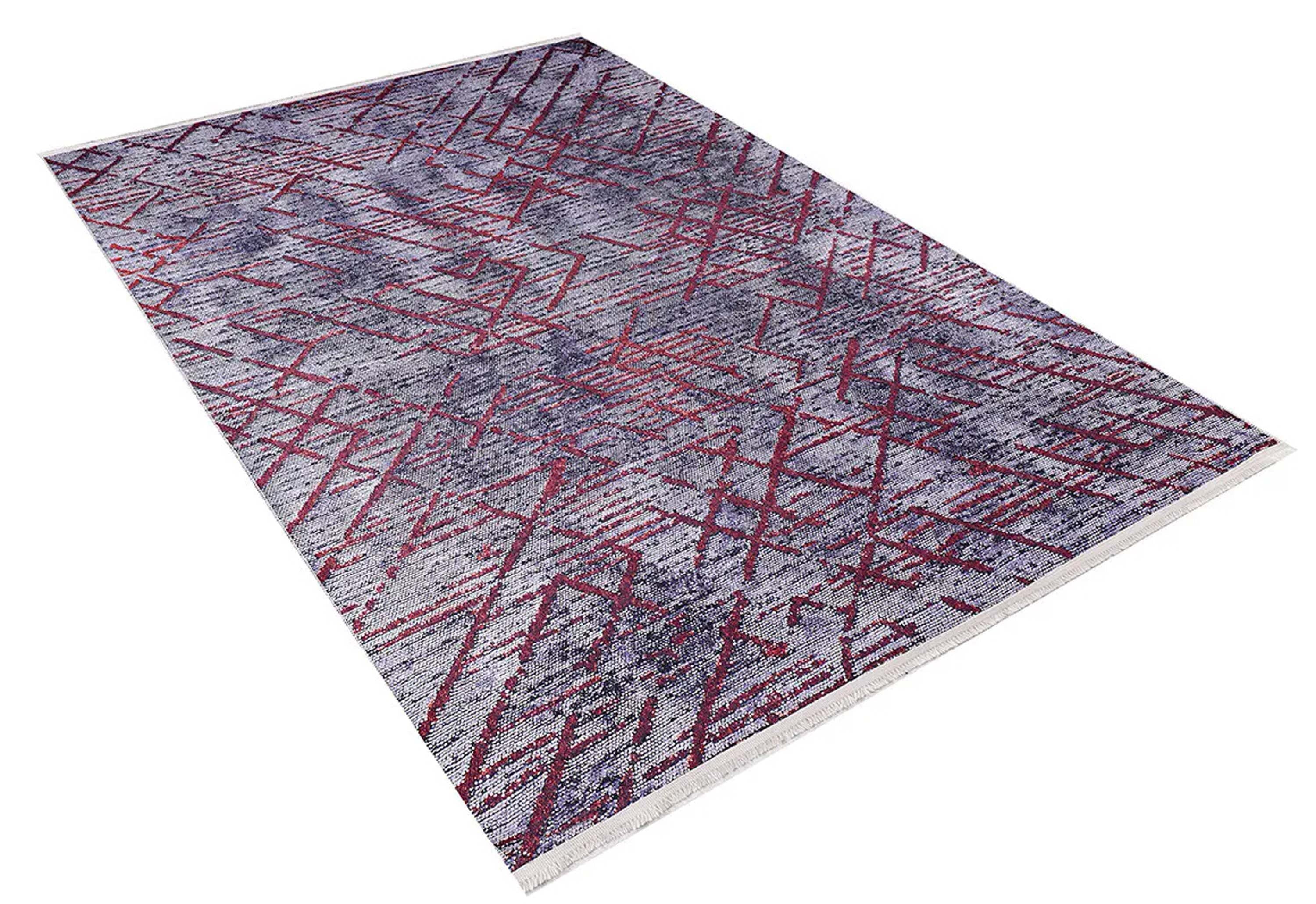Yaz Distressed Navy Blue Red Rug