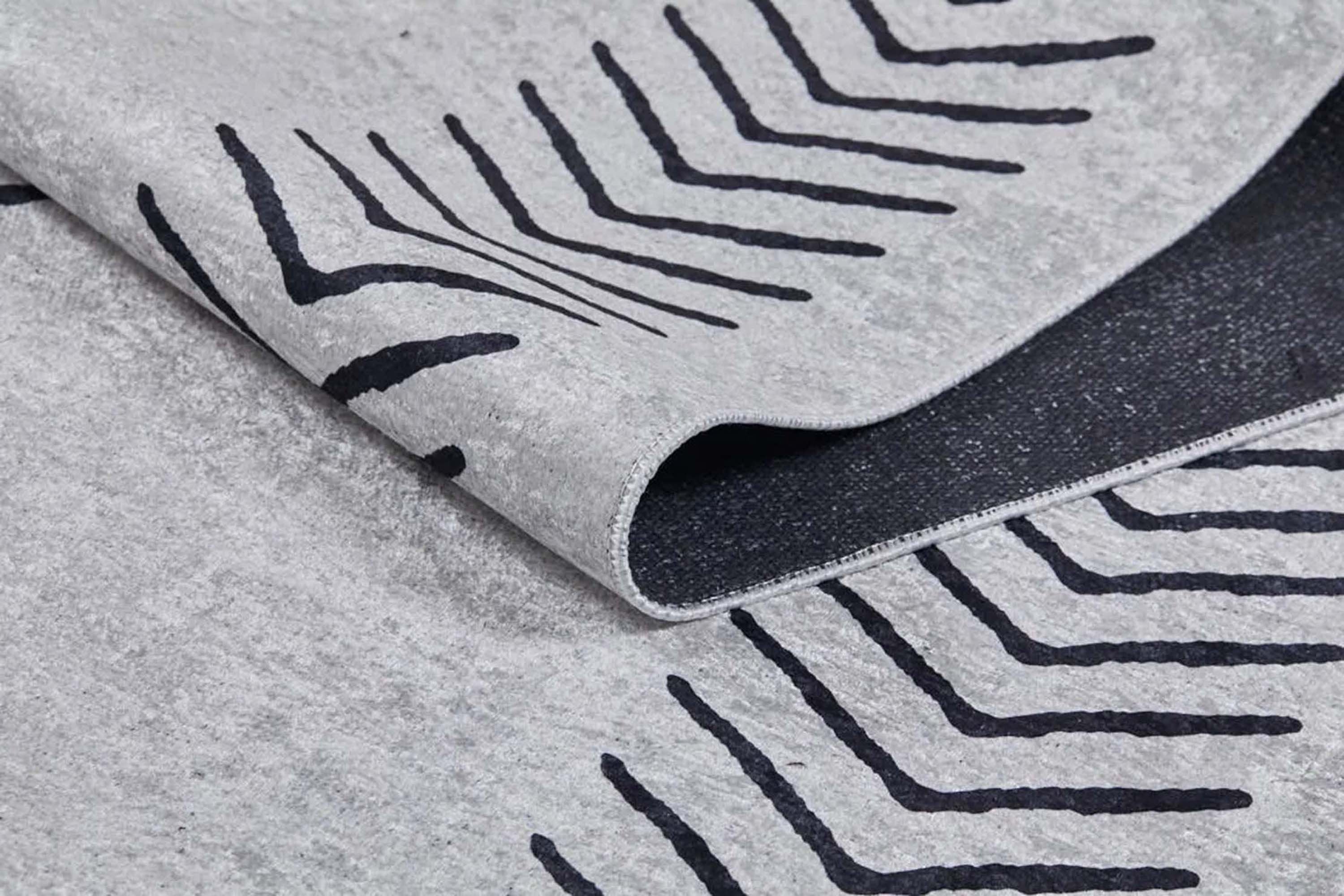 Zagra Moroccan White Black Rug