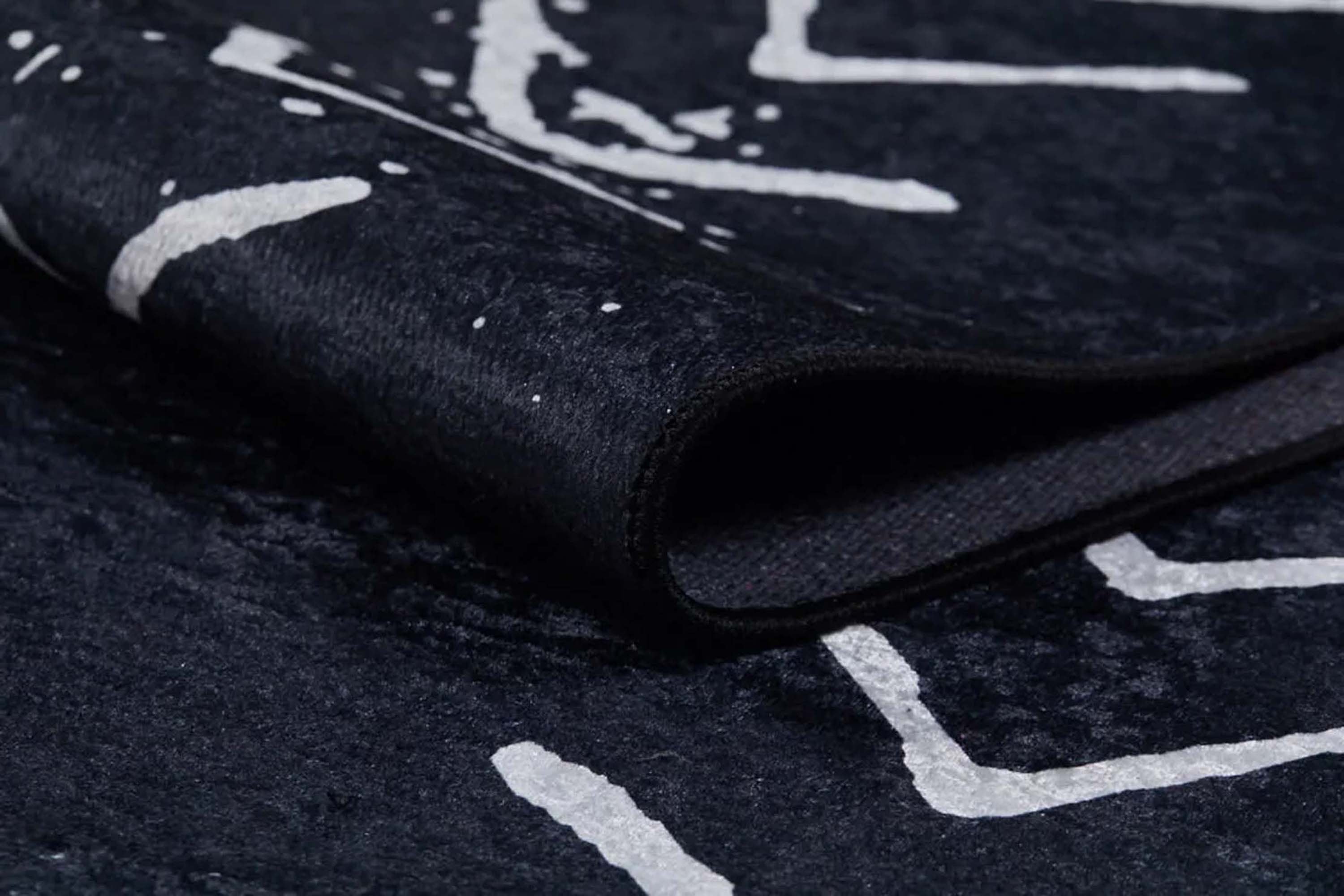 Zagra Moroccan White Black Rug