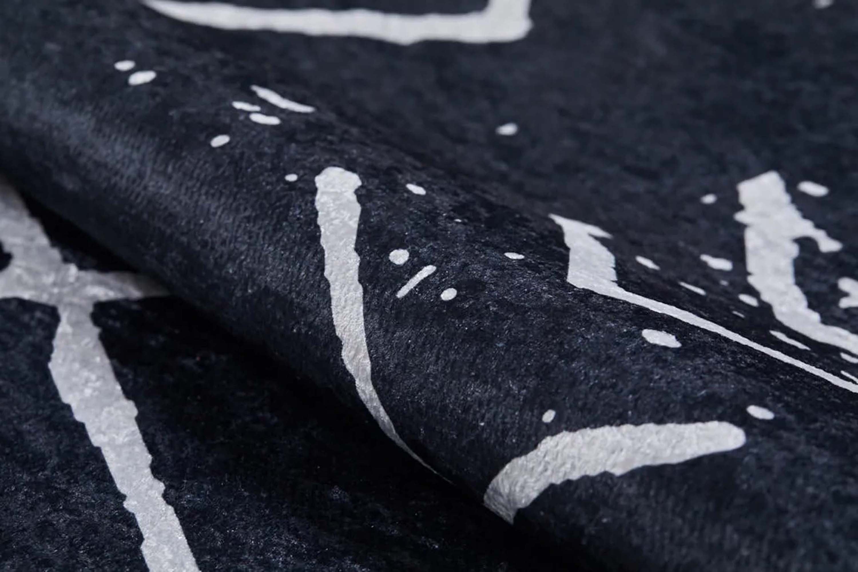 Zagra Moroccan White Black Rug