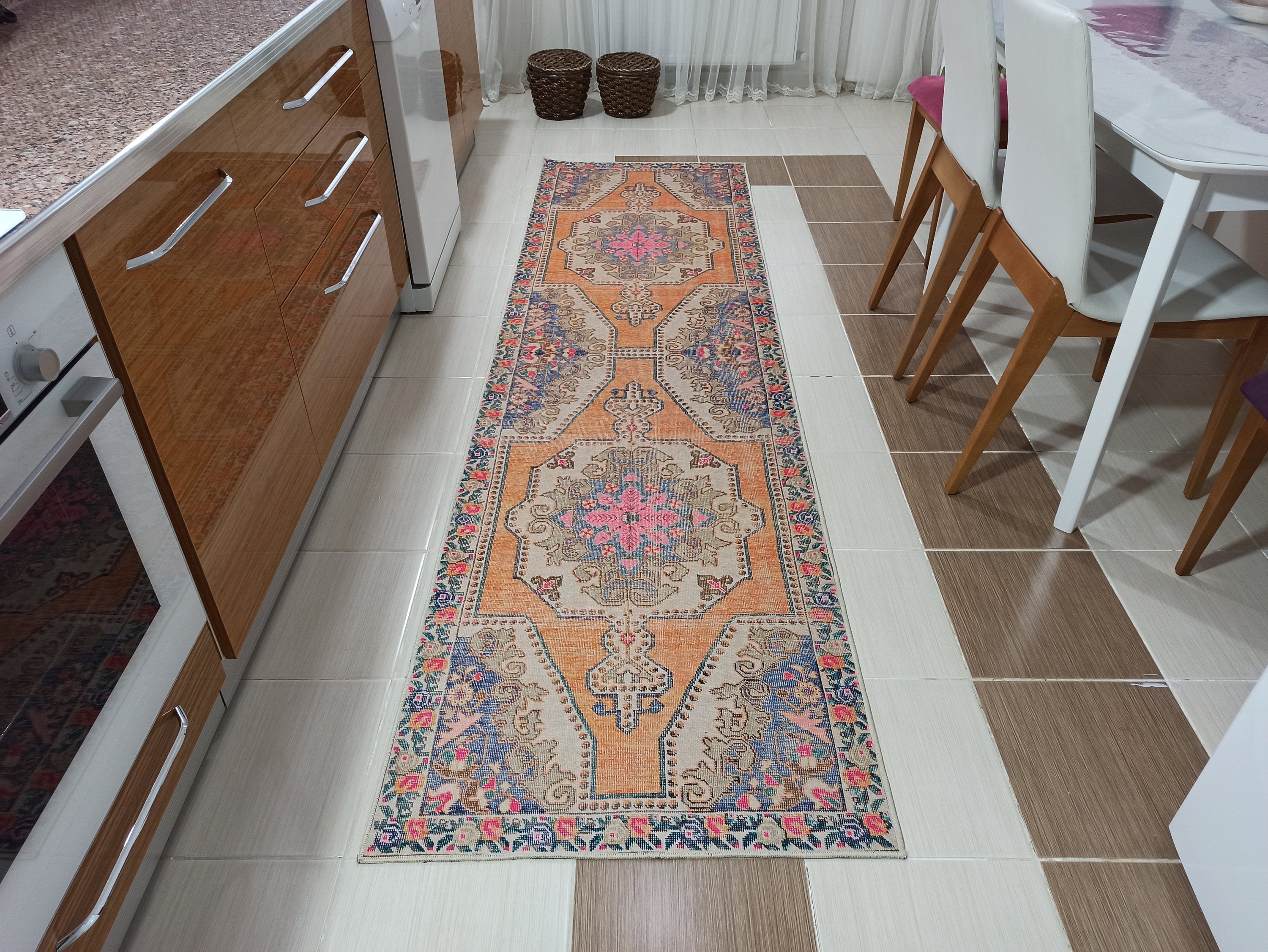 Zaya Bohemian Turkish Orange Beige Runner
