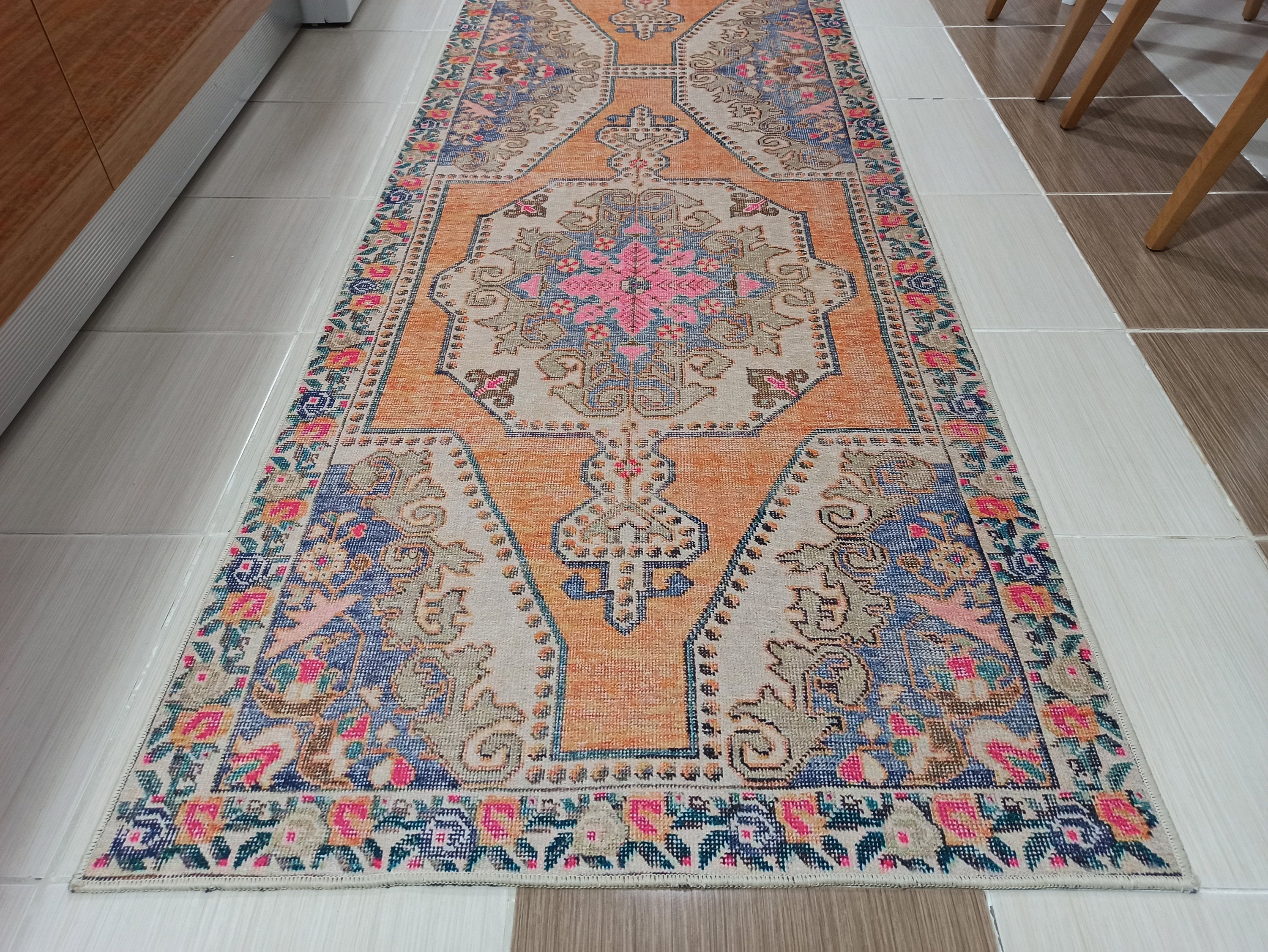 Zaya Bohemian Turkish Orange Beige Runner