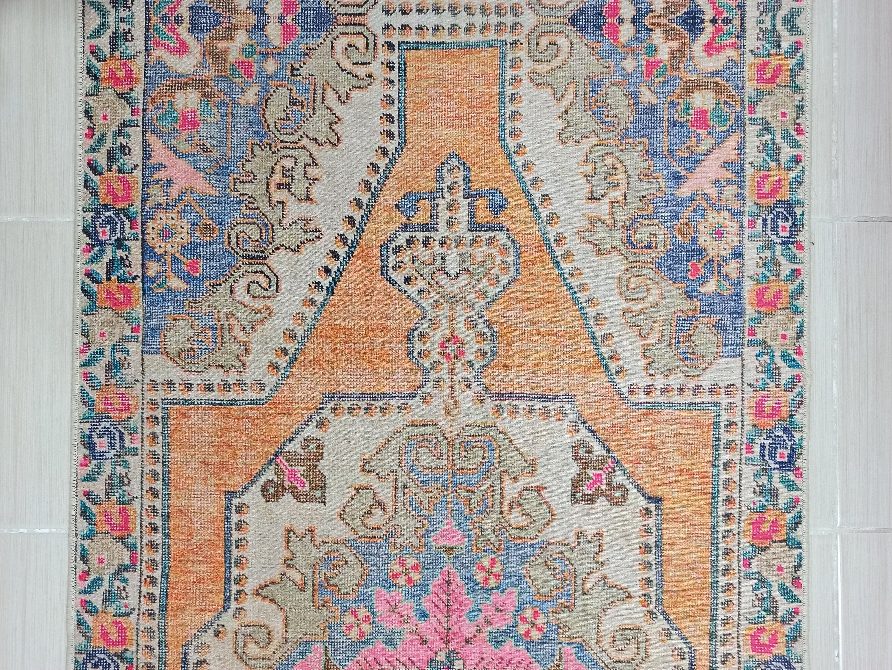 Zaya Bohemian Turkish Orange Beige Runner