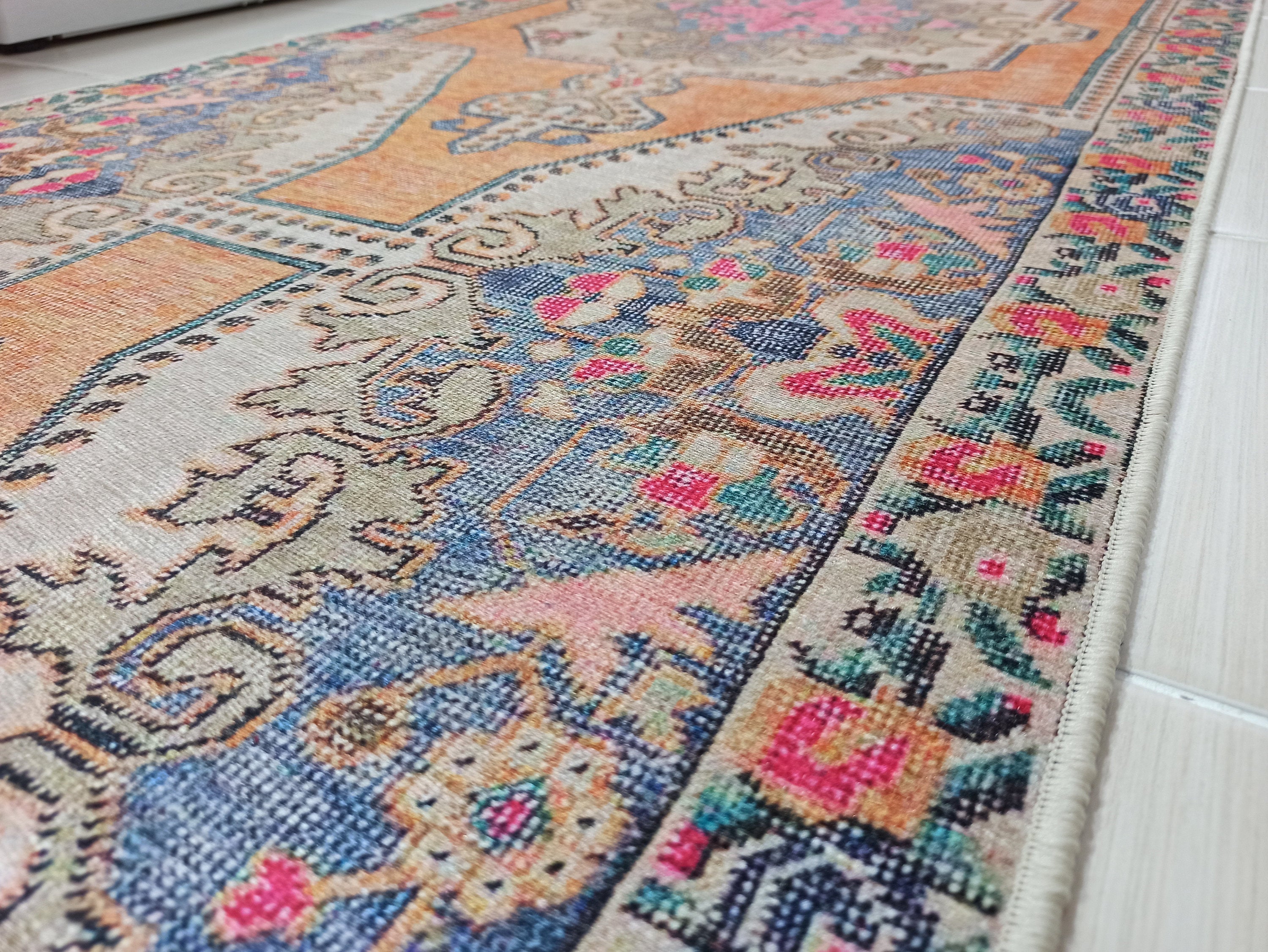 Zaya Bohemian Turkish Orange Beige Runner
