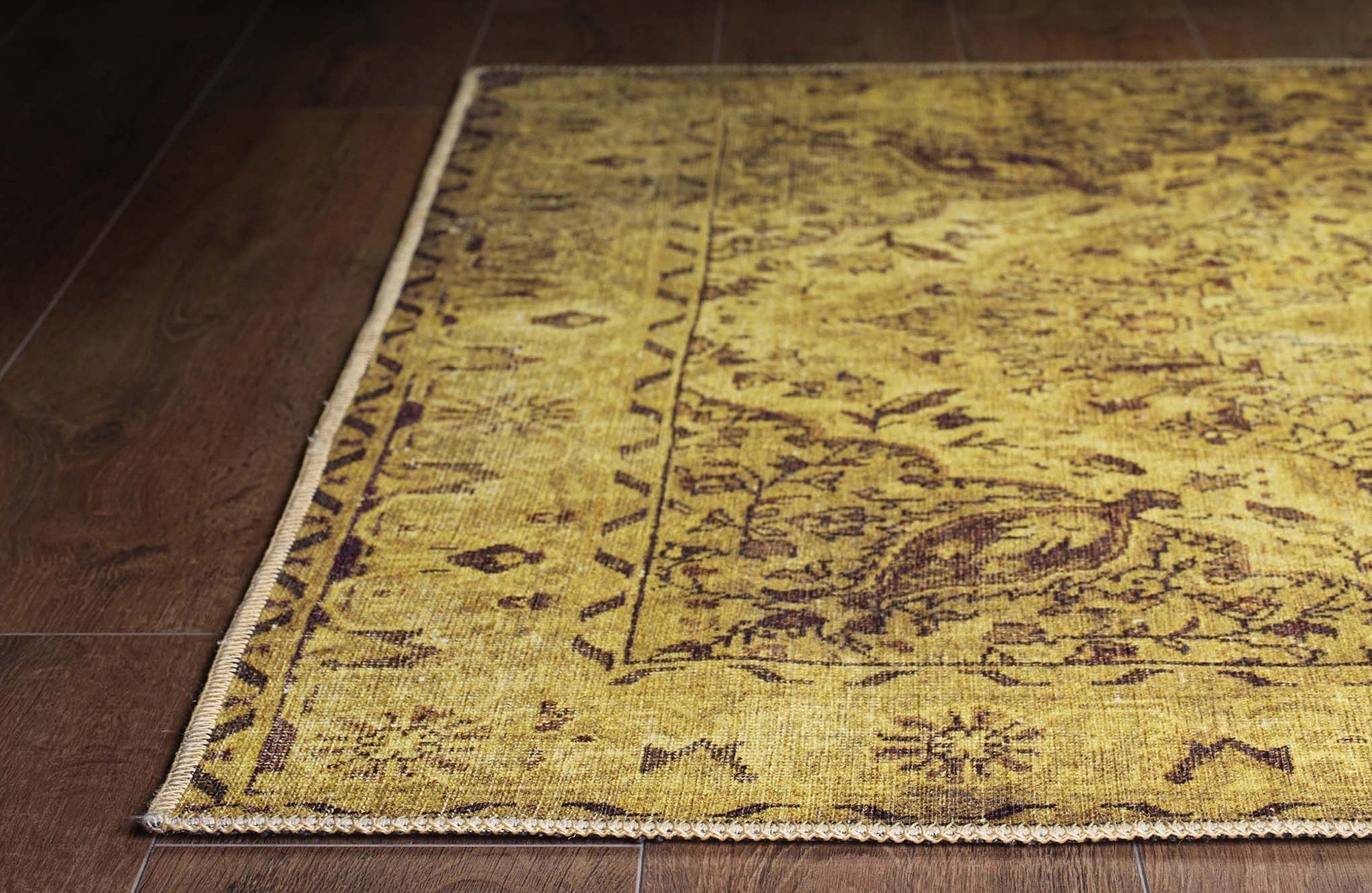 Zoya Oriental Yellow Over-dyed Brown Rug