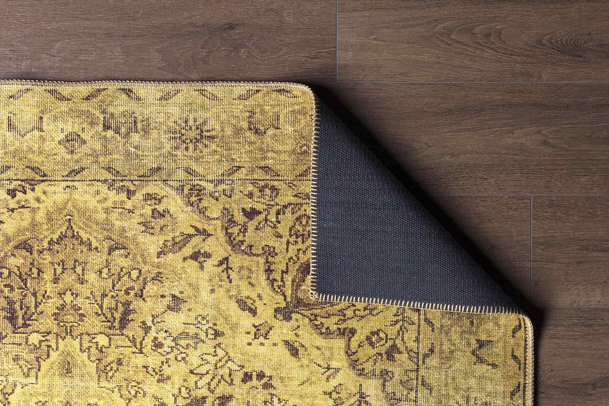 Zoya Oriental Yellow Over-dyed Brown Rug
