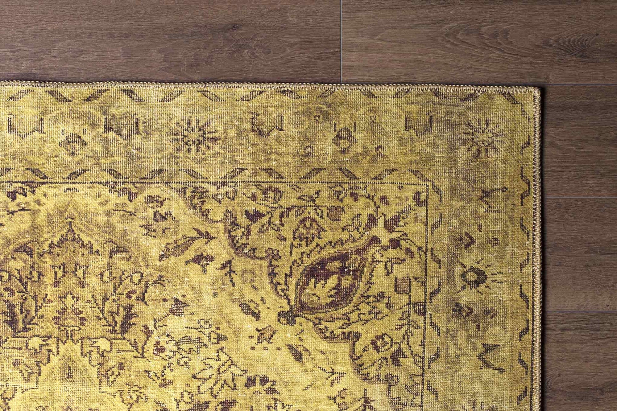 Zoya Oriental Yellow Over-dyed Brown Rug