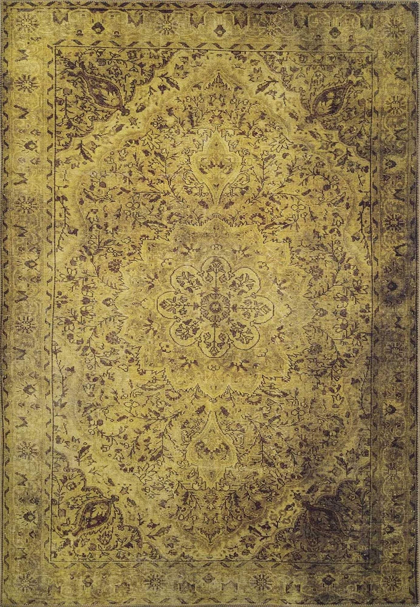 Zoya Oriental Yellow Over-dyed Brown Rug