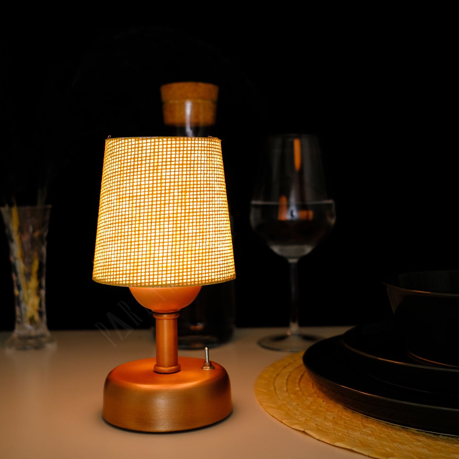 8-inch Vintage Copper Cordless LED Table Lamp