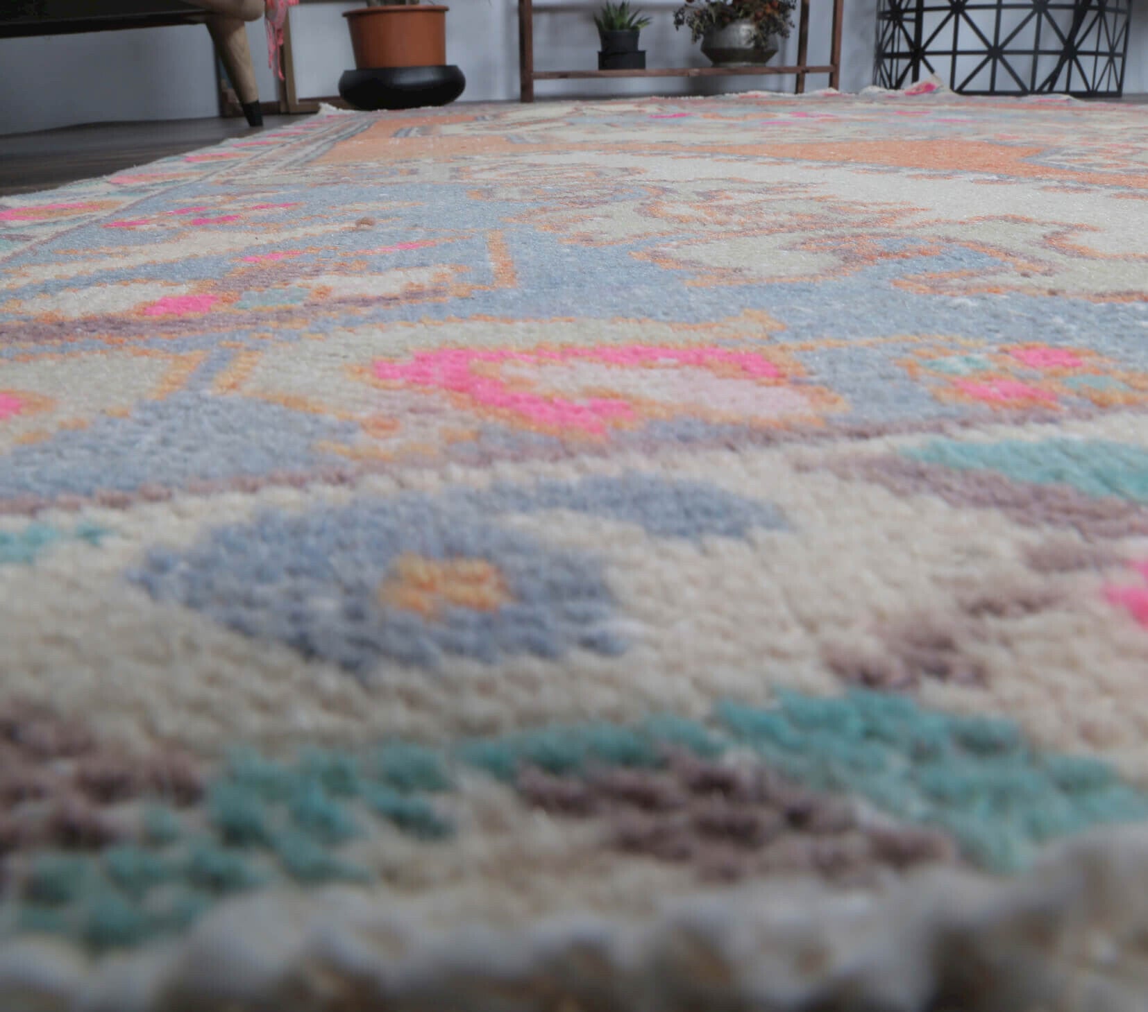 Vibrant Oriental Anatolian Vintage Rug