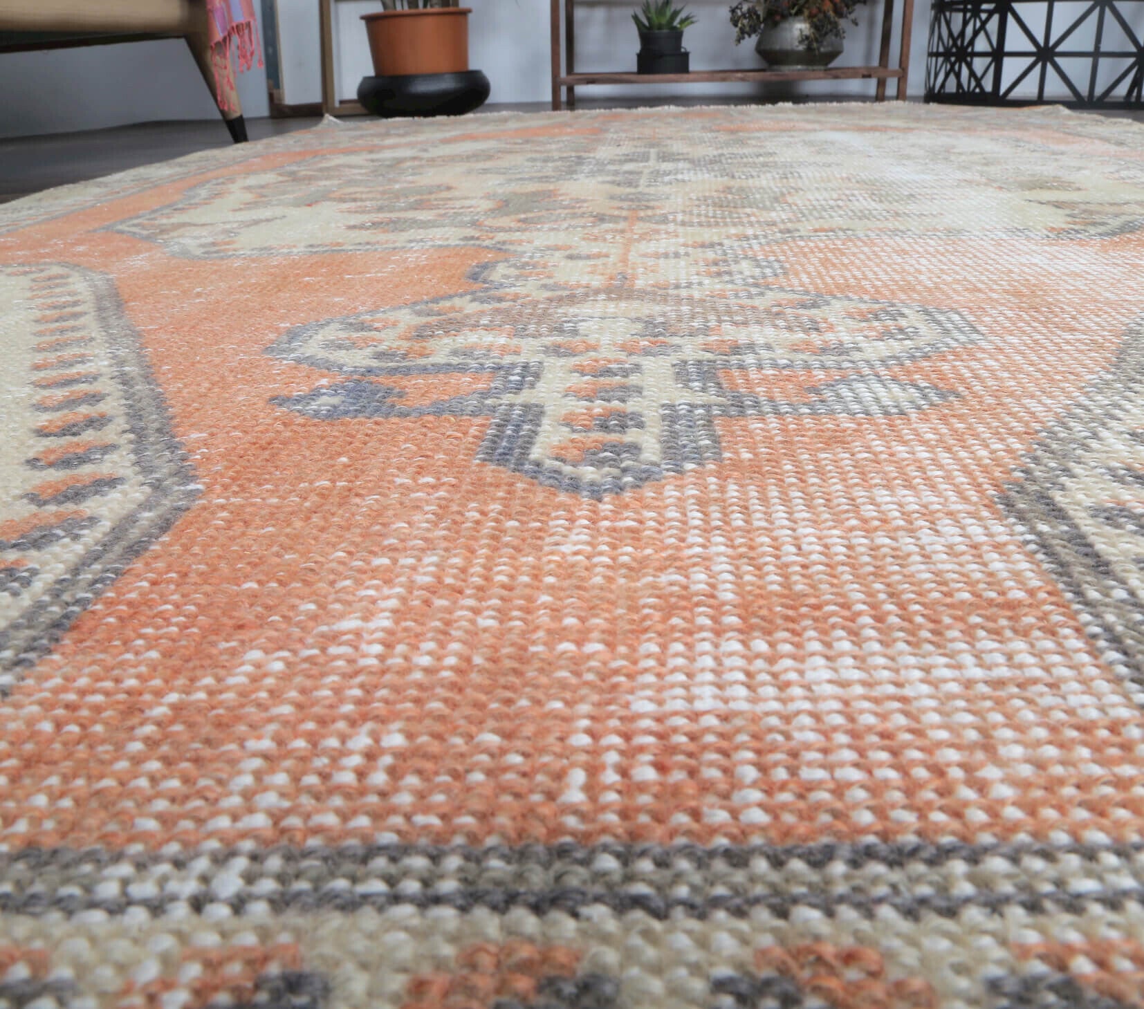 Aliza - Oriental Medallion Oushak Vintage Rug