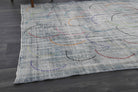 One-of-a-kind 1950s Anatolian antique washed vintage area rug in wool, 5'10" x 8'10"