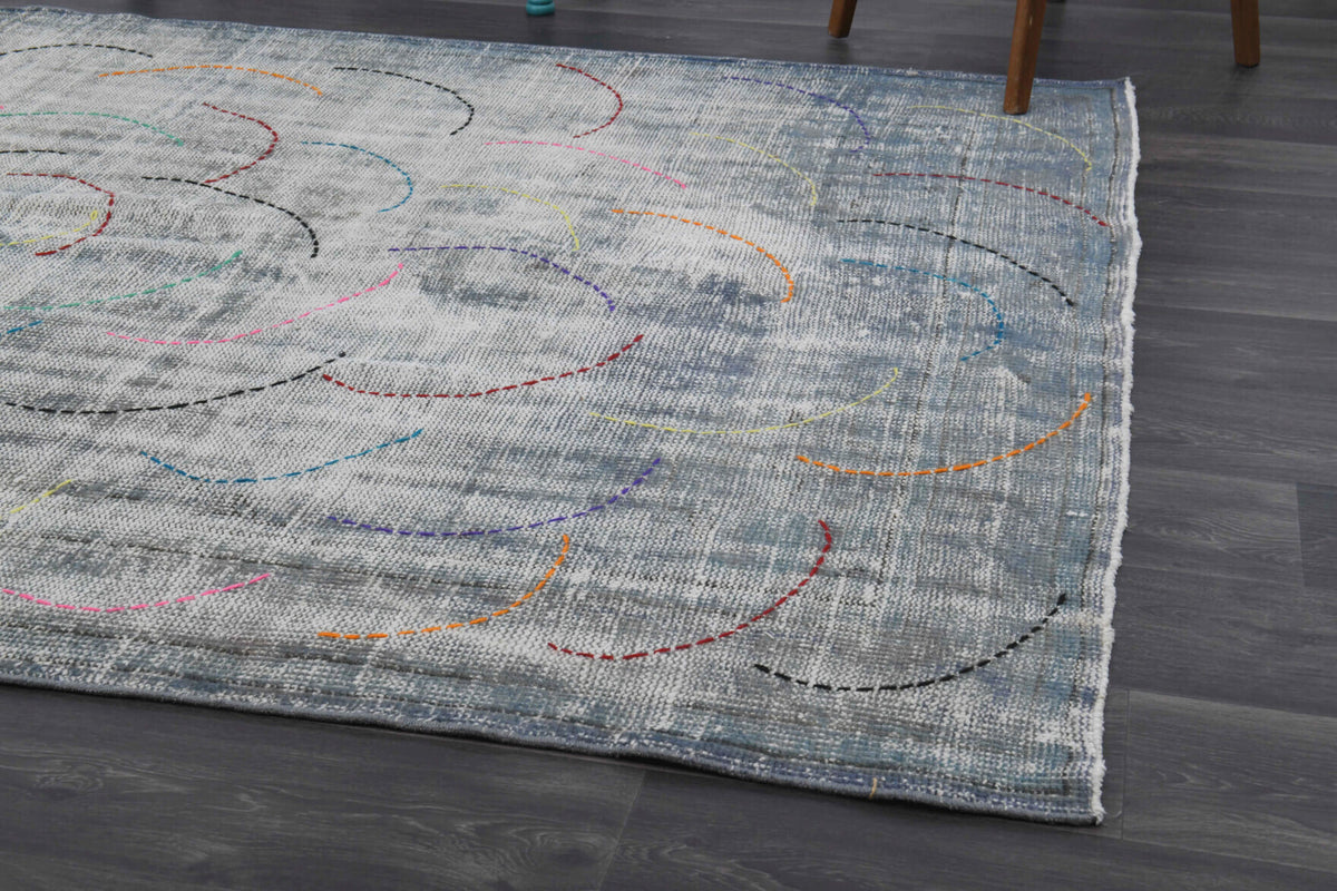 177x270 cm antique washed vintage Anatolian area rug – Aglaolyra, low pile, wool