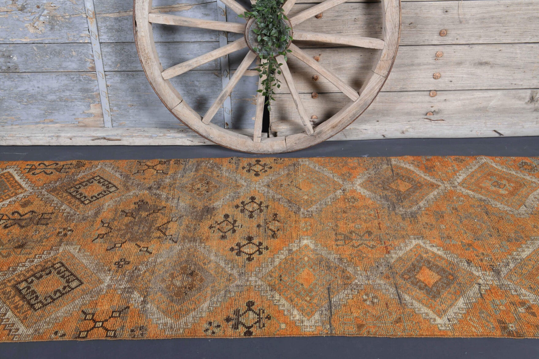 One-of-a-kind 1970s Anatolian antique washed vintage runner rug in wool, 3'7" x 10'6"