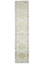 White Antique Oushak Runner Rug