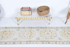 White Antique Oushak Runner Rug