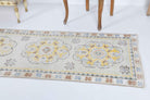 White Antique Oushak Runner Rug