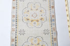 White Antique Oushak Runner Rug