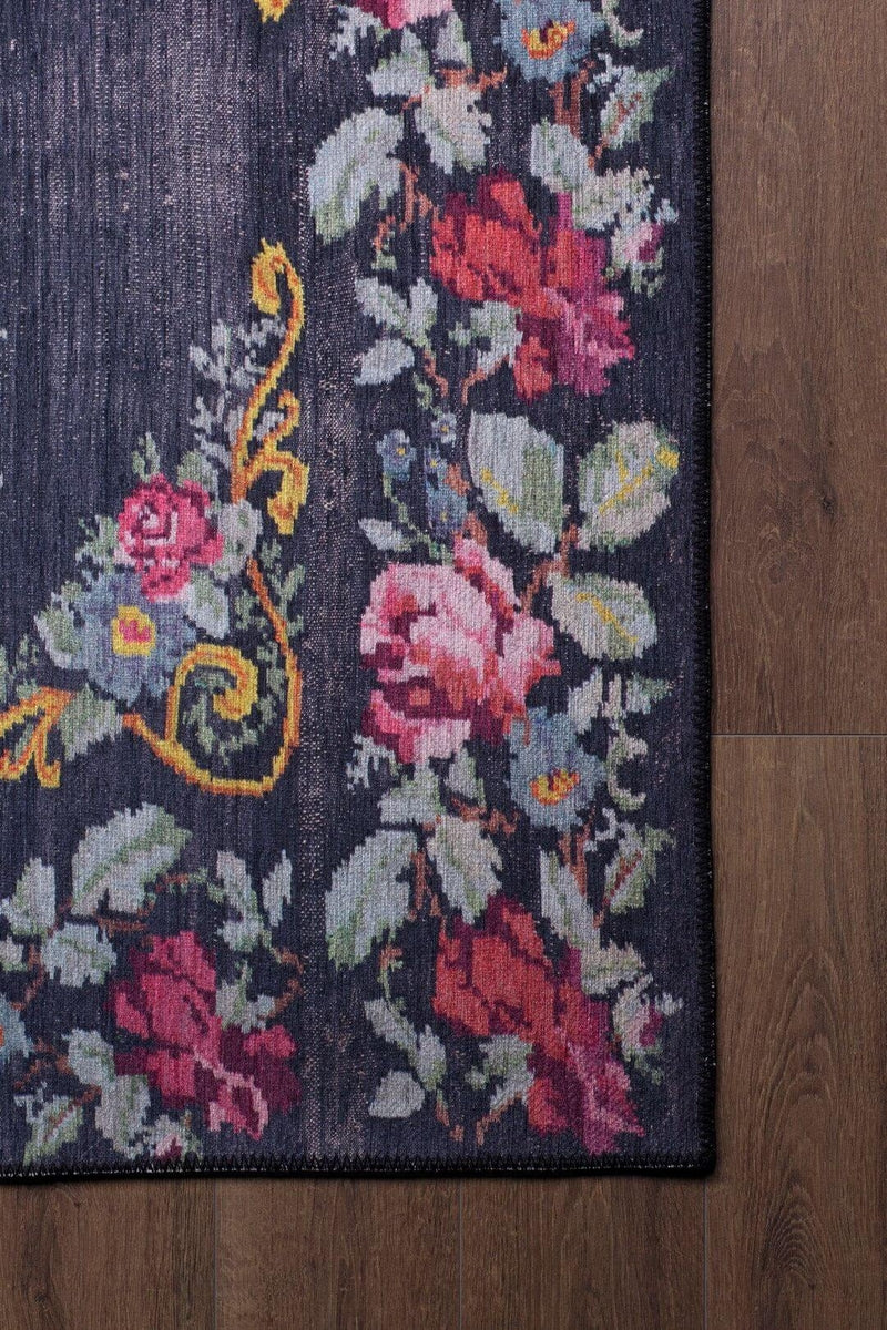 Gul Turkish Floral Red Pink Green Rug