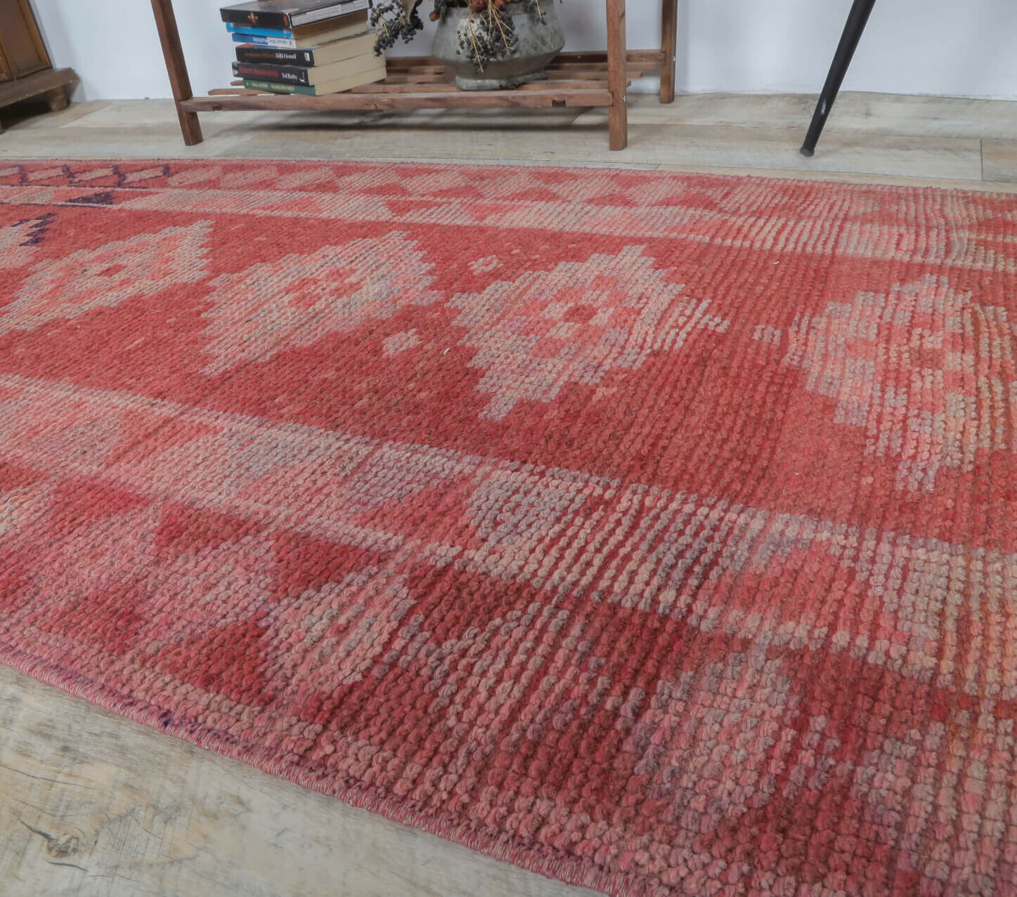 Bukuk - Red & Pink Diamond Vintage Anatolian Runner