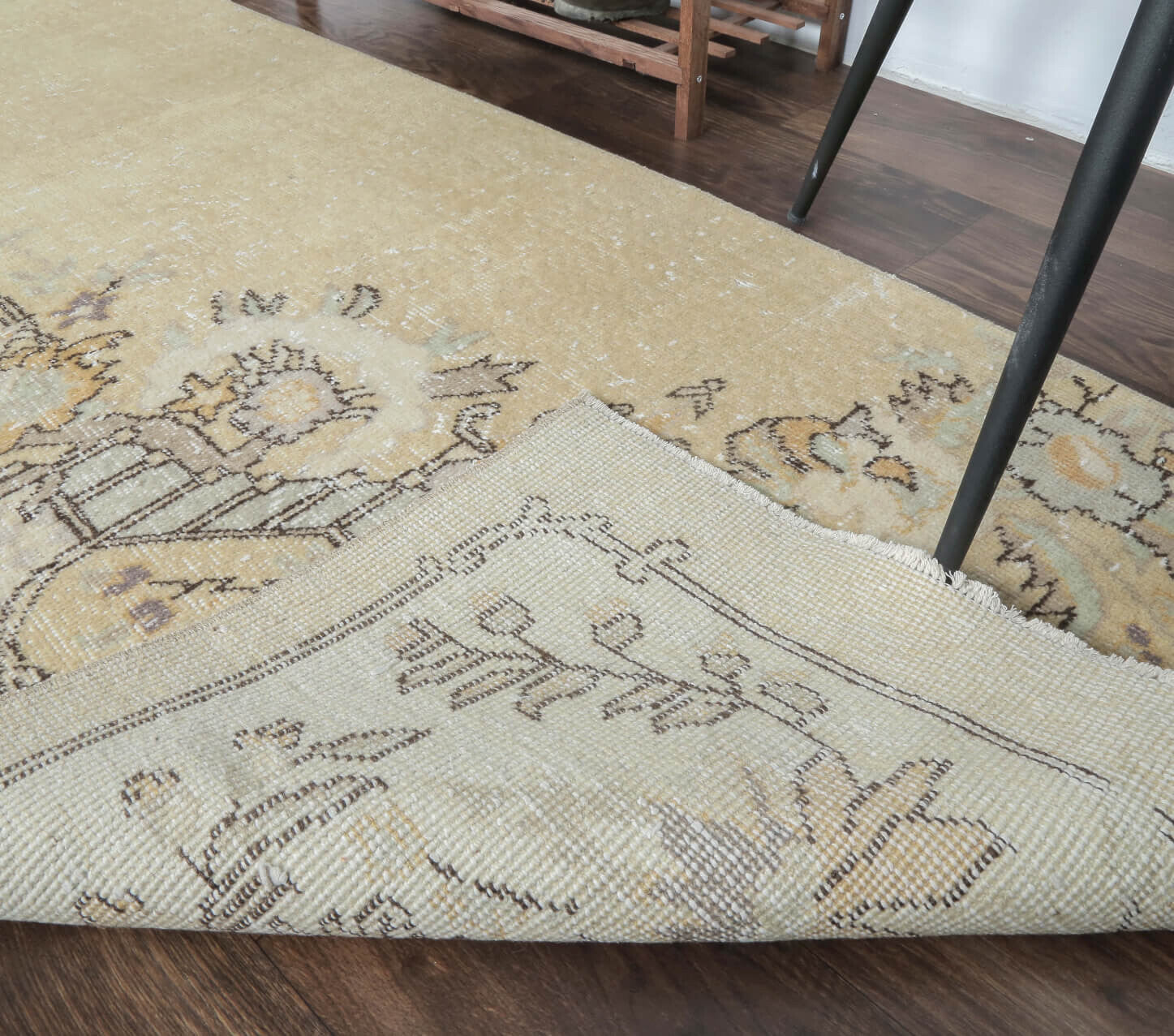 Claudette - Beige Floral Vintage Oushak Runner