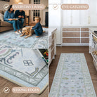 Corinne Pastel Blue Cream Modern Oushak Rug