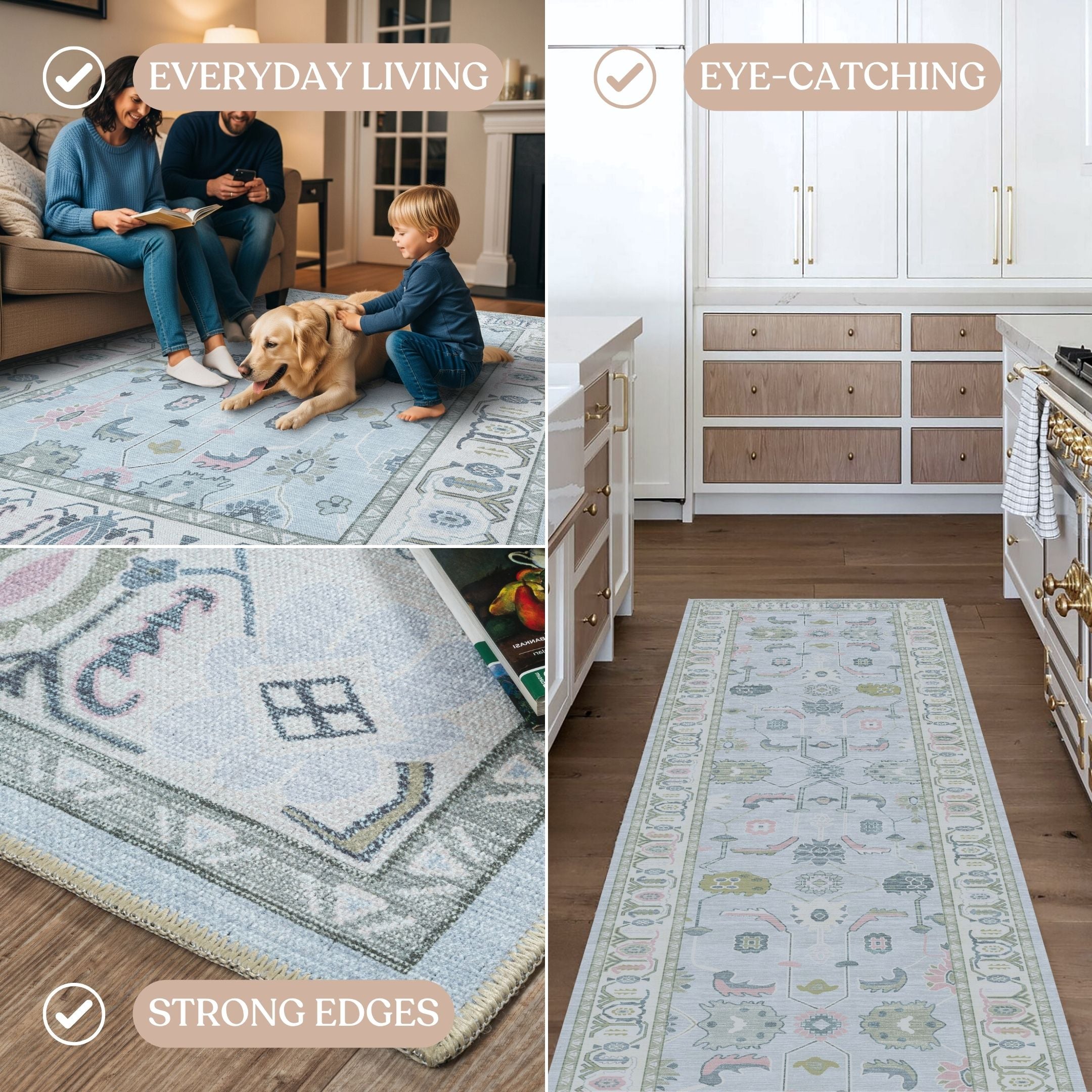 Corinne Pastel Blue Cream Modern Oushak Rug