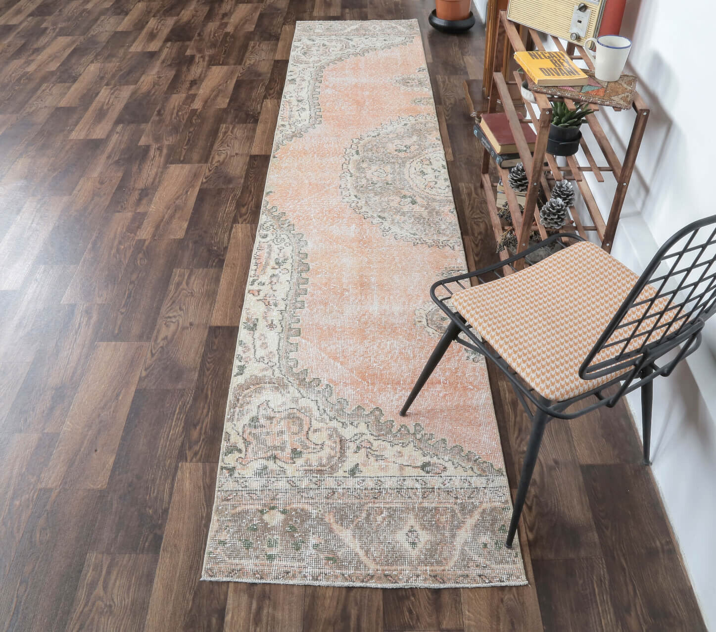 Dies - Faded Orange Oushak Runner Rug