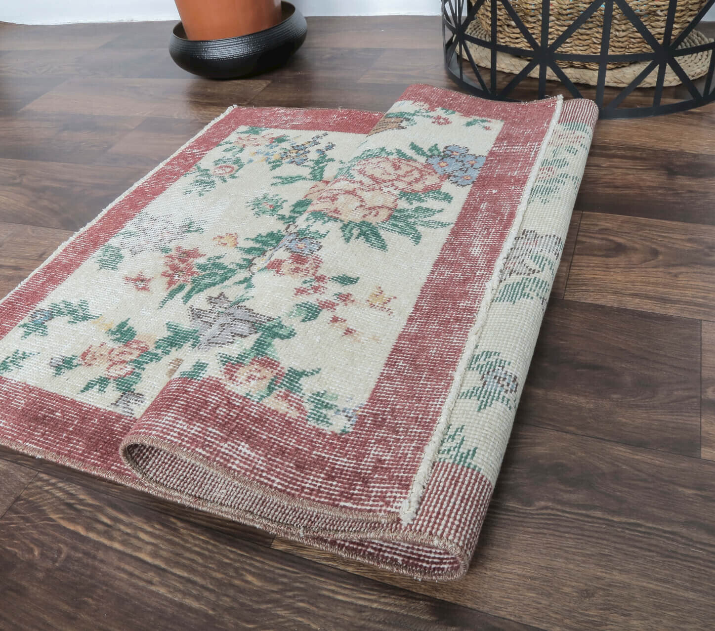 Dururbunsuz - Tropic Floral Vintage Hereke Mini Rug