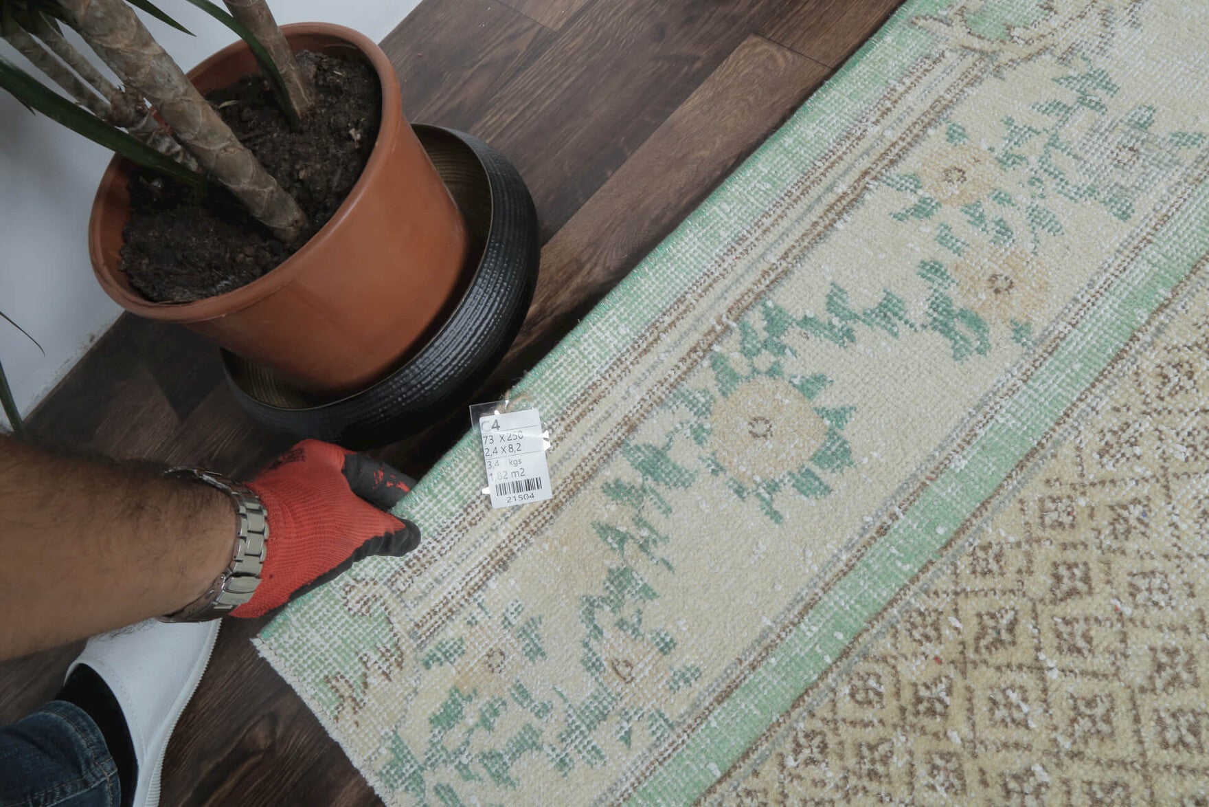 Ecegul - Turkish Vintage Oushak Runner Rug