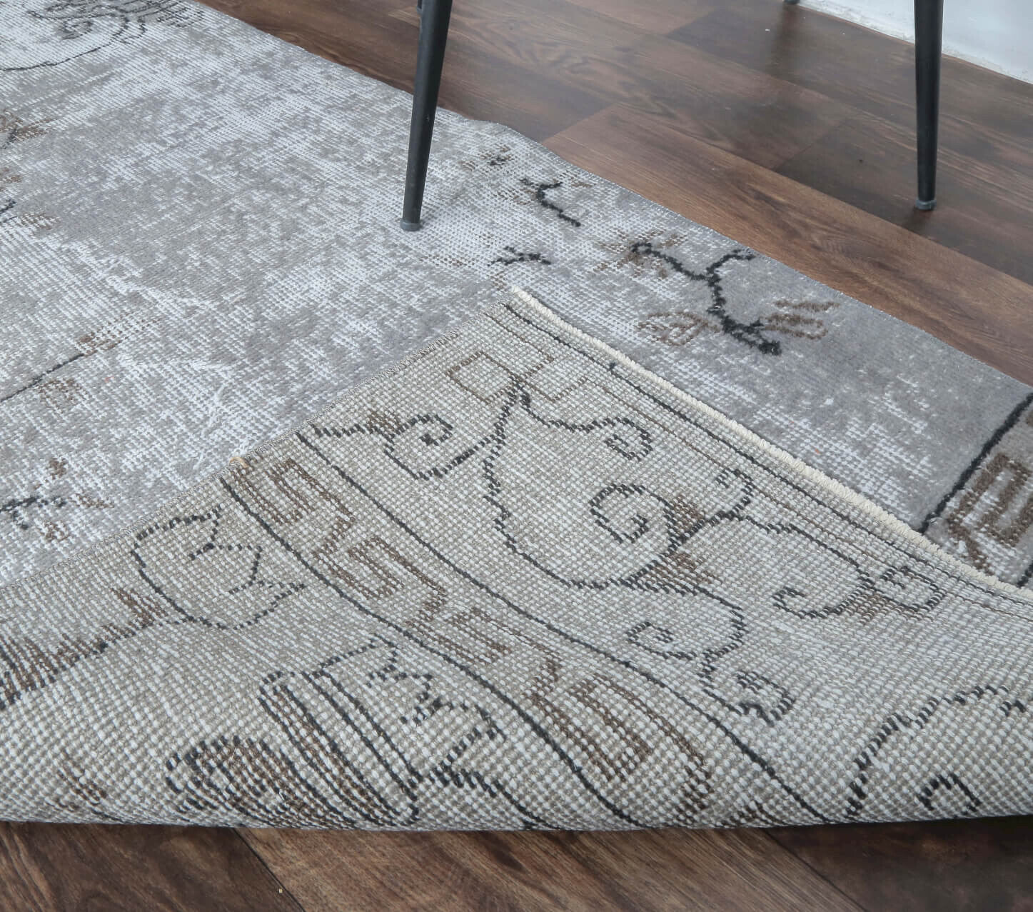 Eren - Gray Floral Vintage Oushak Runner