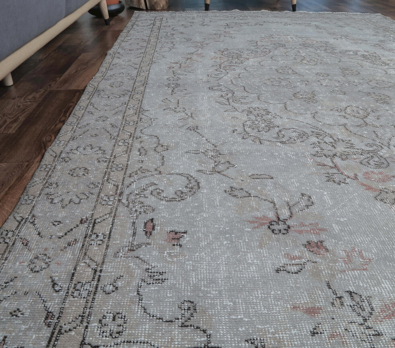 Esenbike - Gray Oriental Vintage Anatolian Rug