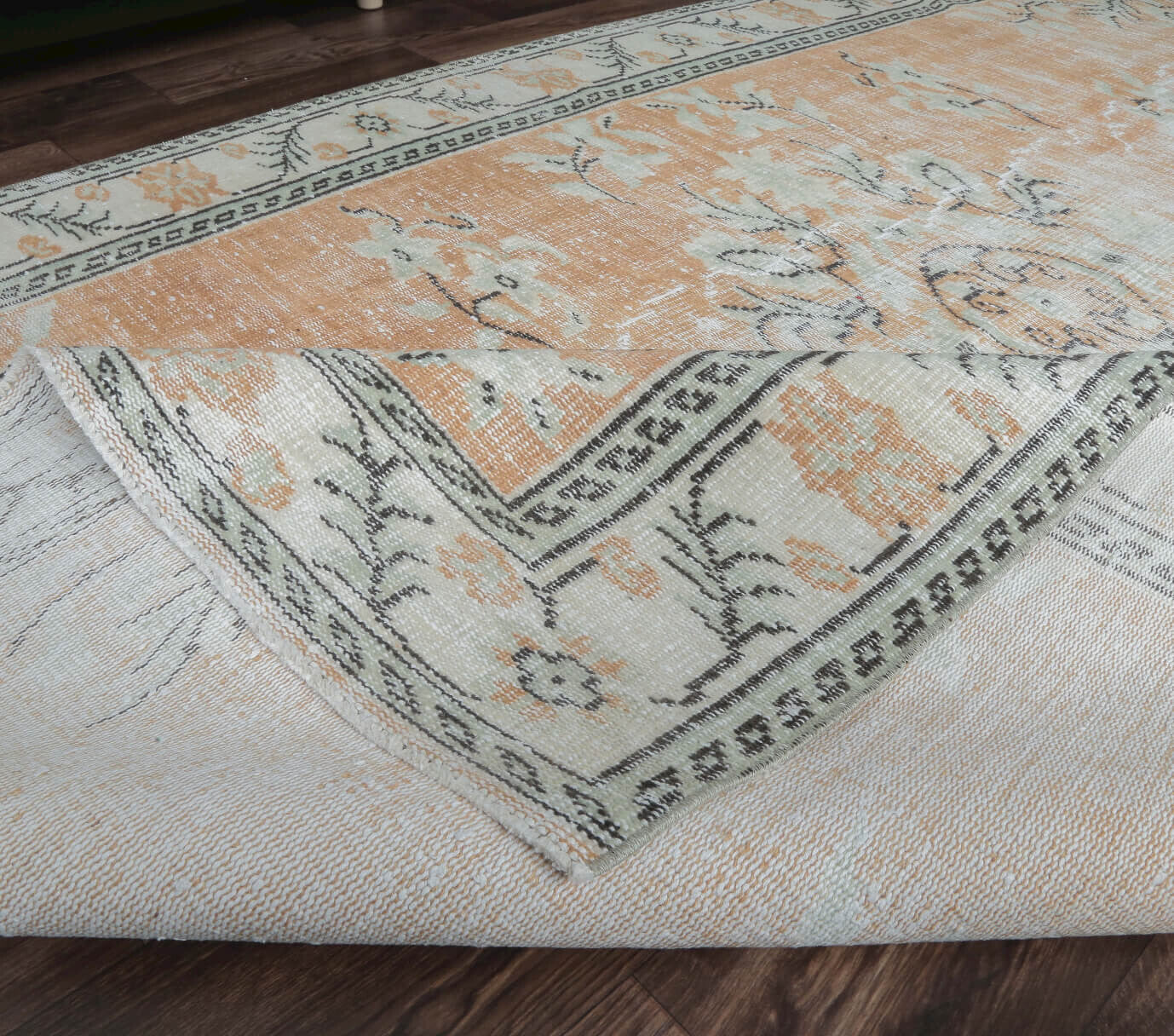 Etil - Faded Orange Boho Chic Vintage Anatolian Rug