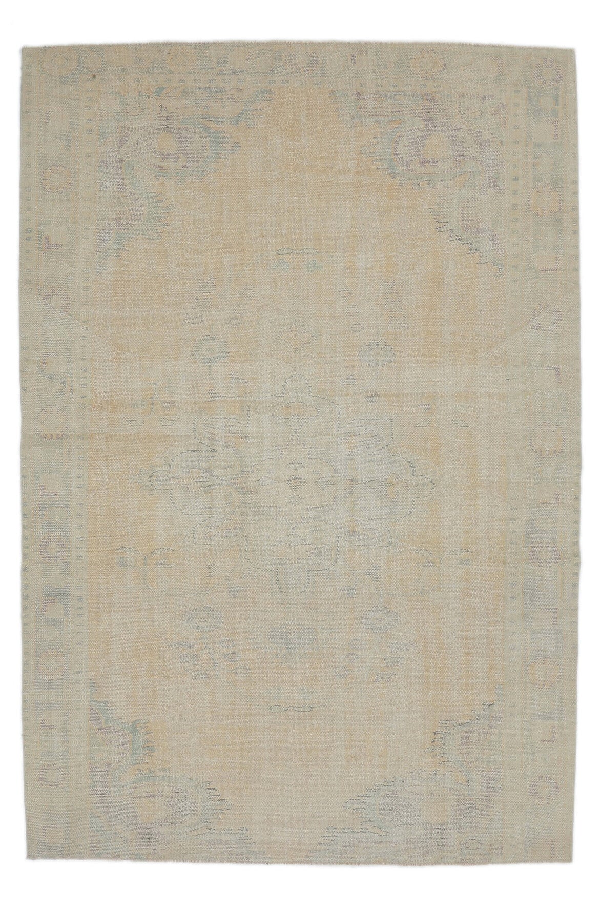 Ferhan - Faded Beige Blush Boho Vintage Oushak Rug