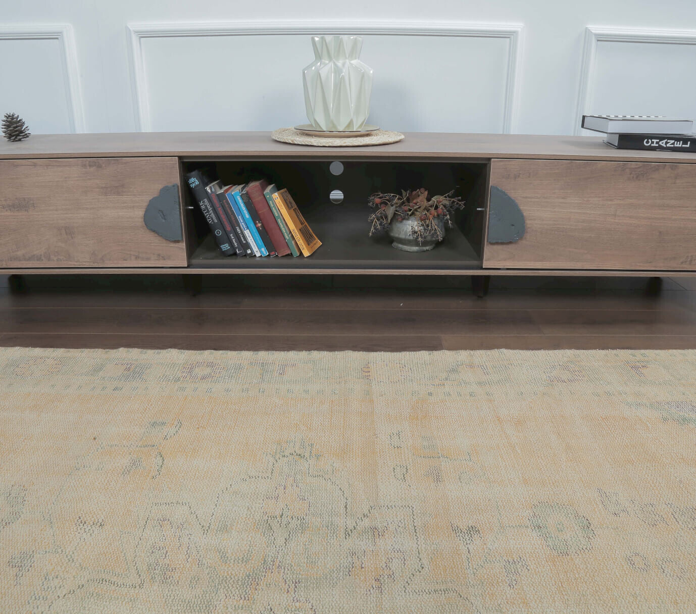 Ferhan - Faded Beige Blush Boho Vintage Oushak Rug
