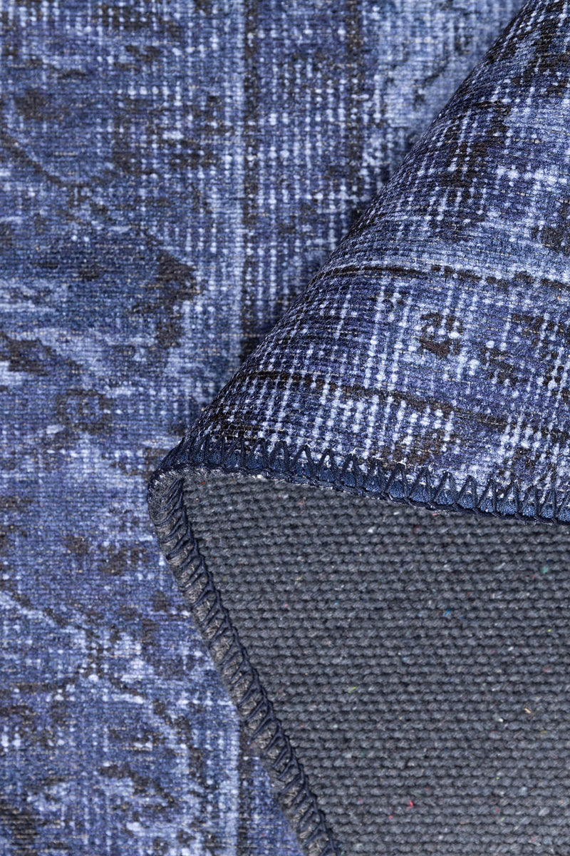 Folk Antique Pattern Blue Decorative Rug