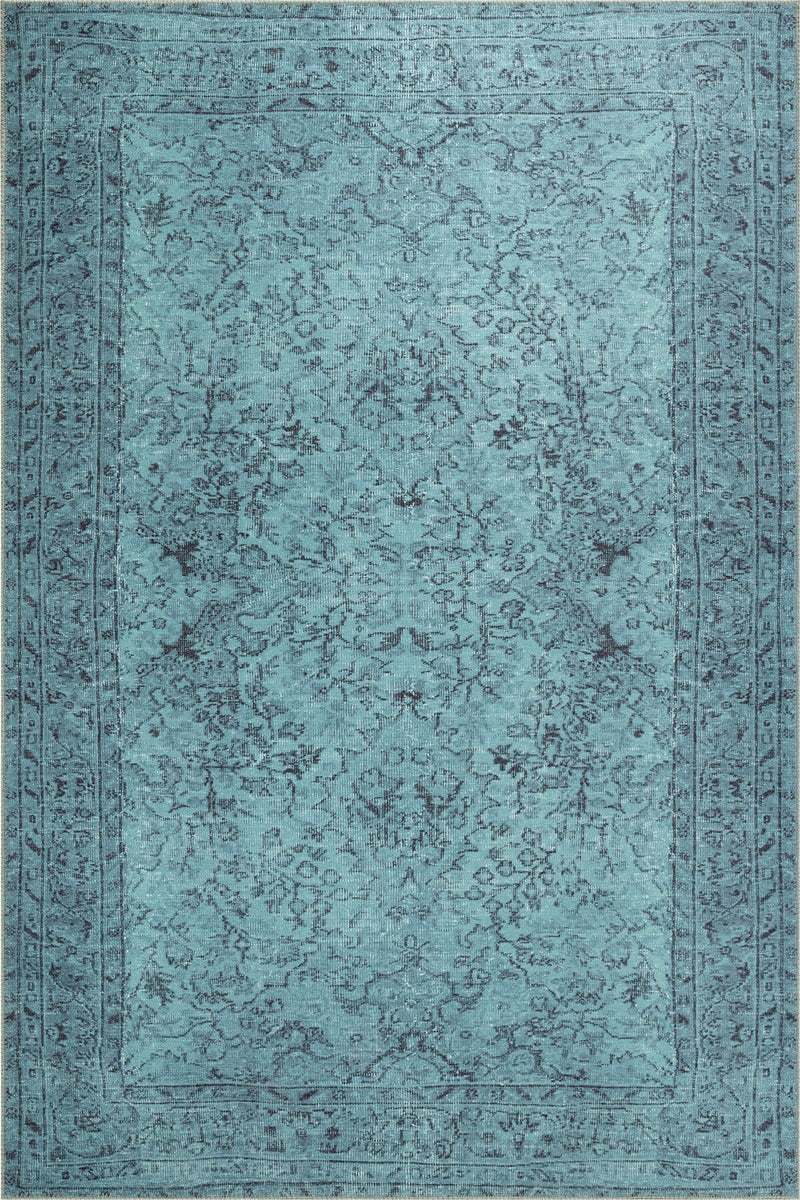 Folk Antique Pattern Turquoise Decorative Rug