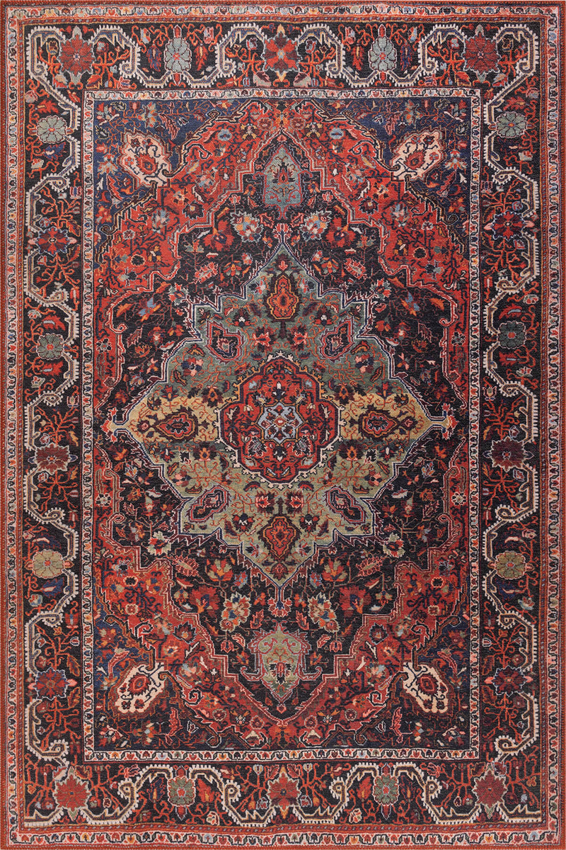 Oriental Floral Medallion Red Rug