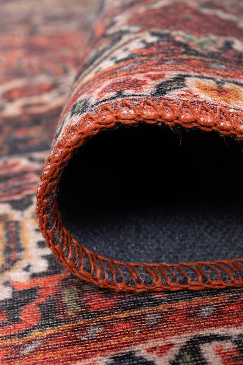 Oriental Floral Medallion Red Rug