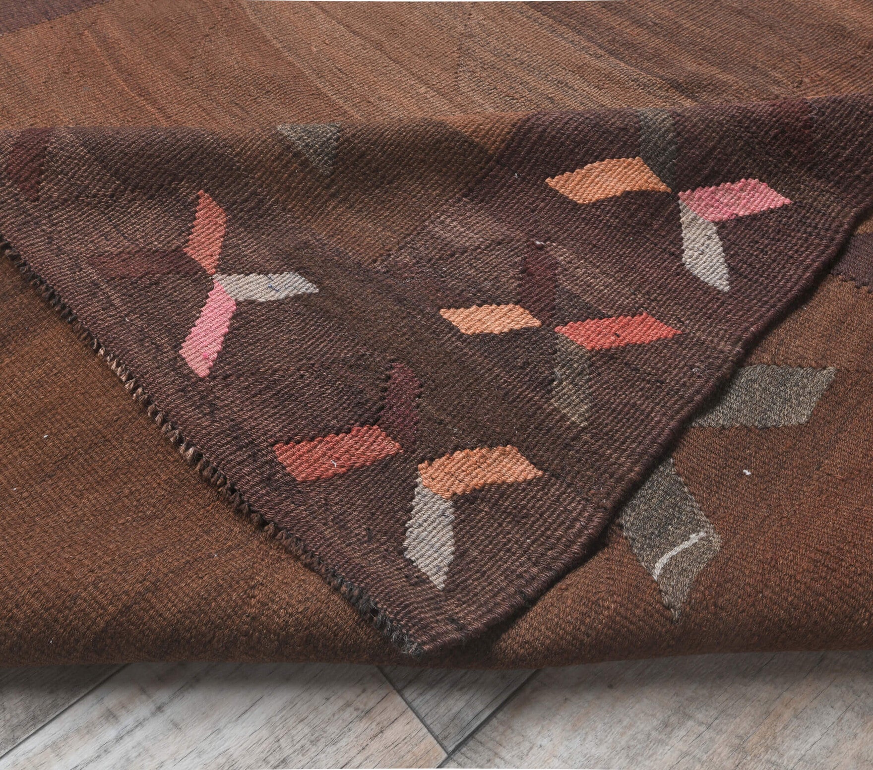 Gunesh - Kilim Brown Rug Traditional