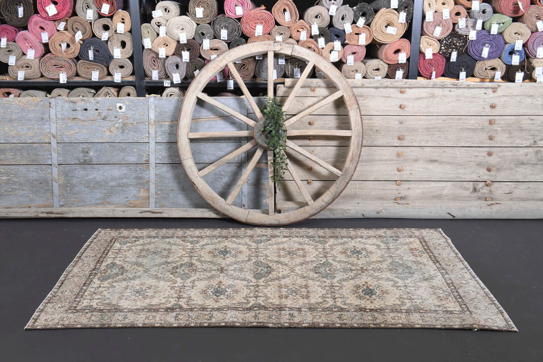 One-of-a-kind 1970s Anatolian vintage area rug in wool, 3'9" x 7'