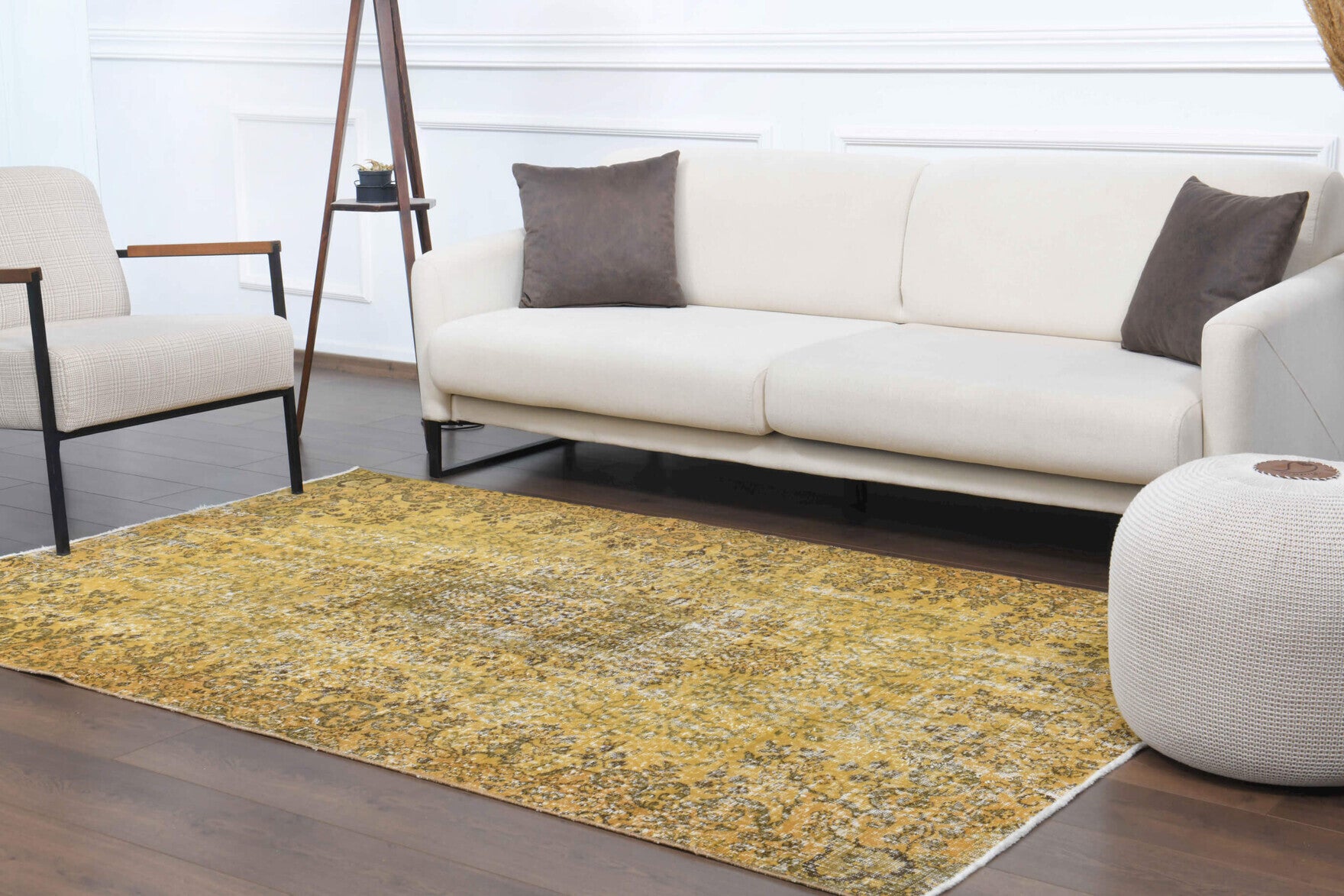 Pale Yellow Colored - Vintage Area Anatolian Rug