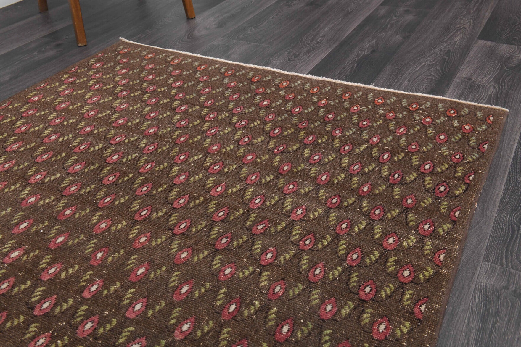 Ikat Brown Indoor Rug - 1980s