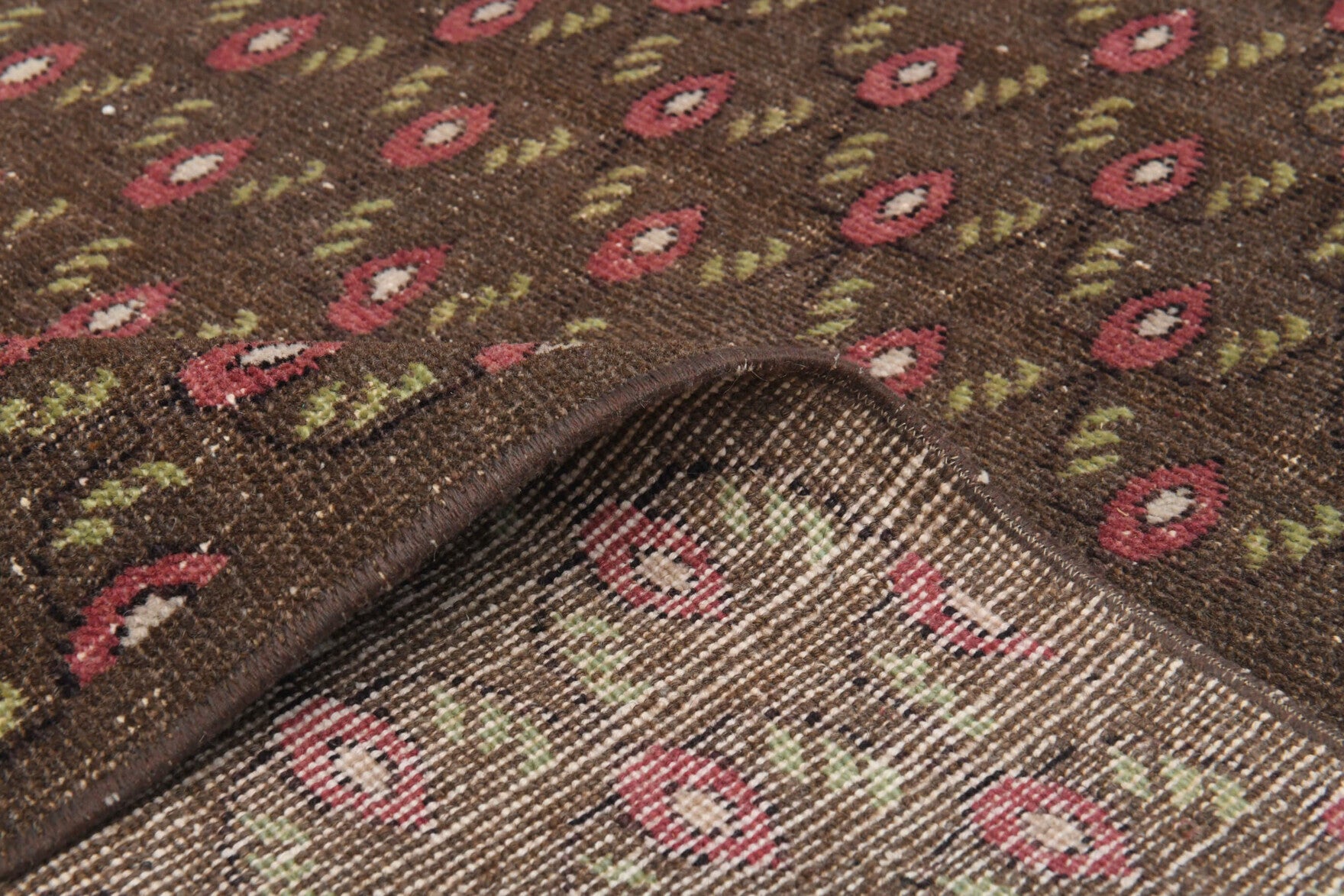 Ikat Brown Indoor Rug - 1980s